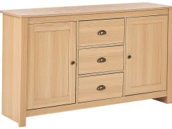 Aparador Com 3 Gavetas E 2 Portas Cor De Madeira Clara Lansin