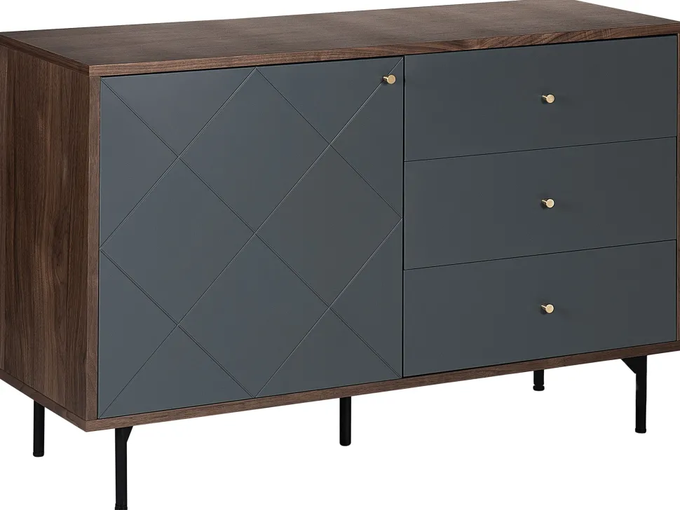 Aparador Com 3 Gavetas E 1 Porta Em Madeira Clara E Cinzento Palmer