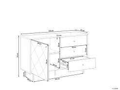 Aparador Com 3 Gavetas E 1 Porta Em Madeira Clara E Cinzento Palmer