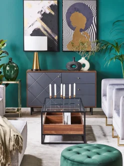 Aparador Com 3 Gavetas E 1 Porta Em Madeira Clara E Cinzento Palmer