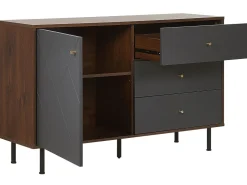 Aparador Com 3 Gavetas E 1 Porta Em Madeira Clara E Cinzento Palmer