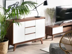 Aparador Com 3 Gavetas E 2 Portas Branco E Castanho Escuro Pittsburgh