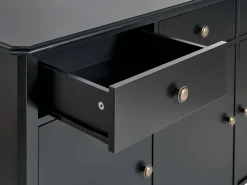 Aparador Com 3 Gavetas E 3 Portas Preto Olate