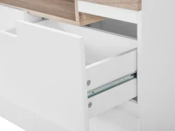 Aparador Com 2 Gavetas E 1 Porta Branco E Cor De Madeira Clara Marlin