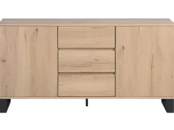 Aparador Com 3 Gavetas E 2 Portas Cor De Madeira Clara Elda