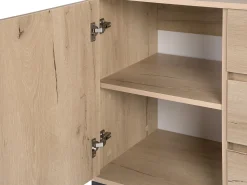 Aparador Com 3 Gavetas E 2 Portas Cor De Madeira Clara Elda