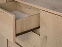 Aparador Com 3 Gavetas E 2 Portas Cor De Madeira Clara Elda