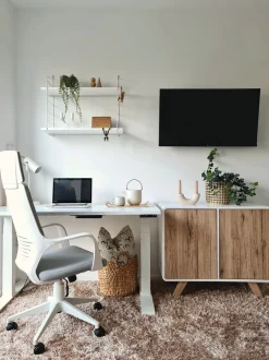 Aparador Com 2 Portas Branco E Cor De Madeira Clara Milo