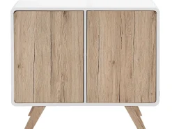 Aparador Com 2 Portas Branco E Cor De Madeira Clara Milo