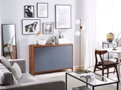 Aparador Com 3 Portas Cor De Madeira Escura Com Cinzento Medfort