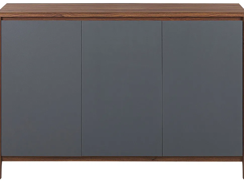 Aparador Com 3 Portas Cor De Madeira Escura Com Cinzento Medfort