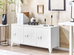 Aparador Com 3 Portas Em Metal Branco Cardiff