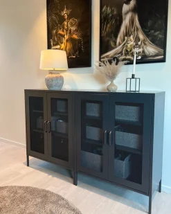 Aparador Com 2 Portas Em Metal Preto Wakatipu