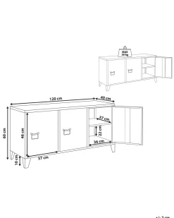 Aparador Com 3 Portas Em Metal Preto Cardiff
