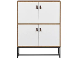 Aparador Com 4 Portas Em Madeira Clara E Branco Nueva