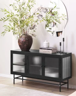 Aparador Com 3 Portas Em Metal Preto Devon