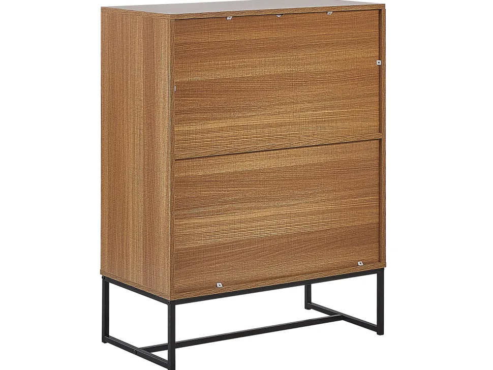 Aparador Com 4 Portas Em Madeira Clara E Branco Nueva