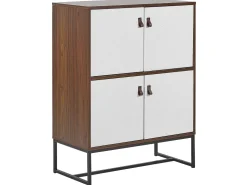Aparador Com 4 Portas Em Madeira Escura E Branco Nueva