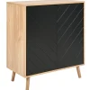 Aparador Com 2 Portas Em Madeira Clara E Preto Bristow
