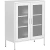 Aparador Com 2 Portas Em Metal Branco Wakatipu