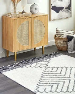 Aparador Com 2 Portas Em Rattan Cor De Madeira Clara Potosi