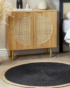 Aparador Com 2 Portas Em Rattan Cor De Madeira Clara Potosi