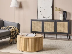 Aparador Com 3 Portas Em Rattan Preto Opoco