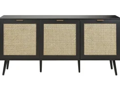 Aparador Com 3 Portas Em Rattan Preto Opoco