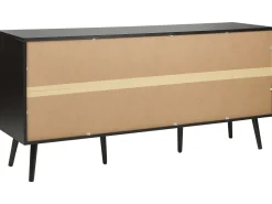 Aparador Com 3 Portas Em Rattan Preto Opoco