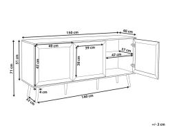 Aparador Com 3 Portas Em Rattan Preto Opoco