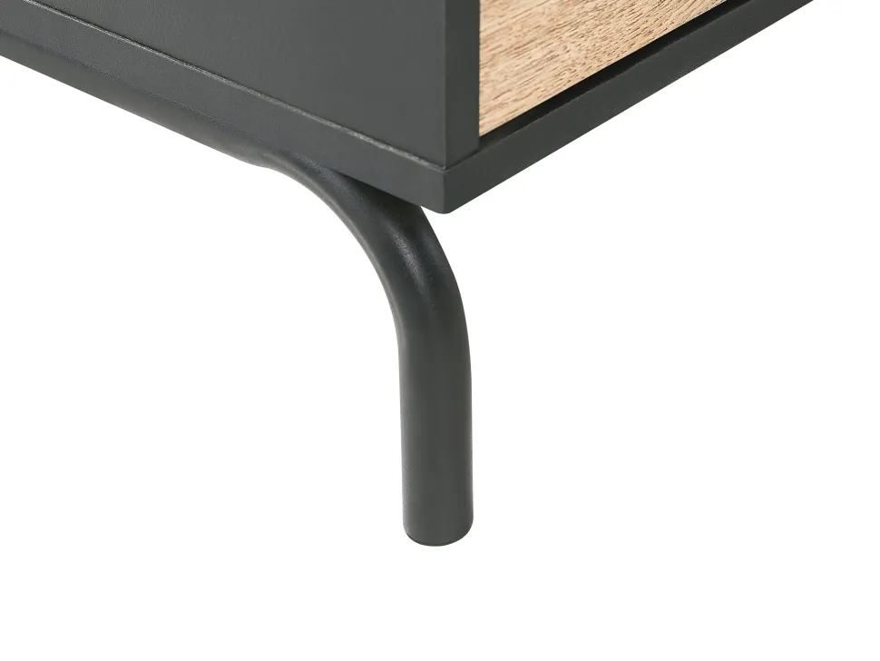 Aparador Com 4 Portas Preto E Cor De Madeira Clara Arkley