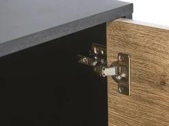 Aparador Com 4 Portas Preto E Cor De Madeira Clara Arkley