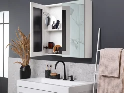 Armario De Casa De Banho Com Espelho 80 X 70 Cm Branco Navarra