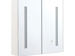 Armario De Casa De Banho Com Espelho E Led 60 X 60 Cm Branco Chabunco