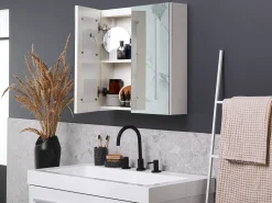 Armario De Casa De Banho Com Espelho E Led 60 X 60 Cm Branco Chabunco