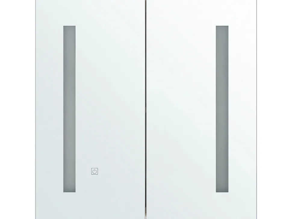 Armario De Casa De Banho Com Espelho E Led 60 X 60 Cm Branco Chabunco