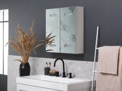 Armario De Casa De Banho Com Espelho E Led 60 X 60 Cm Branco Talagapa