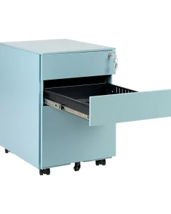 Armario De Metal Azul Claro Com 3 Gavetas Cami