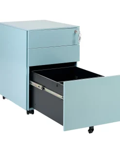 Armario De Metal Azul Claro Com 3 Gavetas Cami