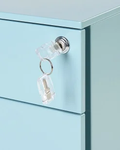 Armario De Metal Azul Claro Com 3 Gavetas Cami