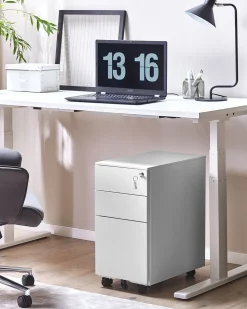 Armario De Metal Branco Com 3 Gavetas Bolsena