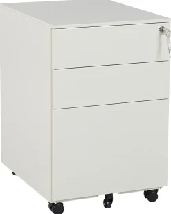 Armario De Metal Branco Creme Com 3 Gavetas Cami