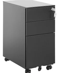 Armario De Metal Preto Com 3 Gavetas Bolsena