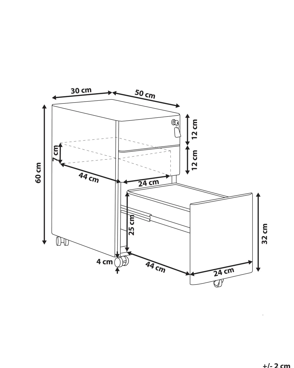 Armario De Metal Preto Com 3 Gavetas Bolsena