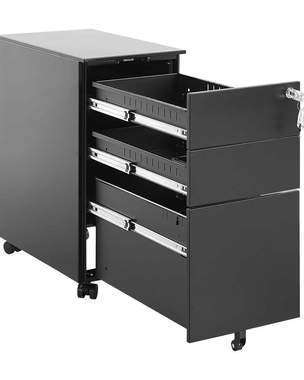 Armario De Metal Preto Com 3 Gavetas Bolsena