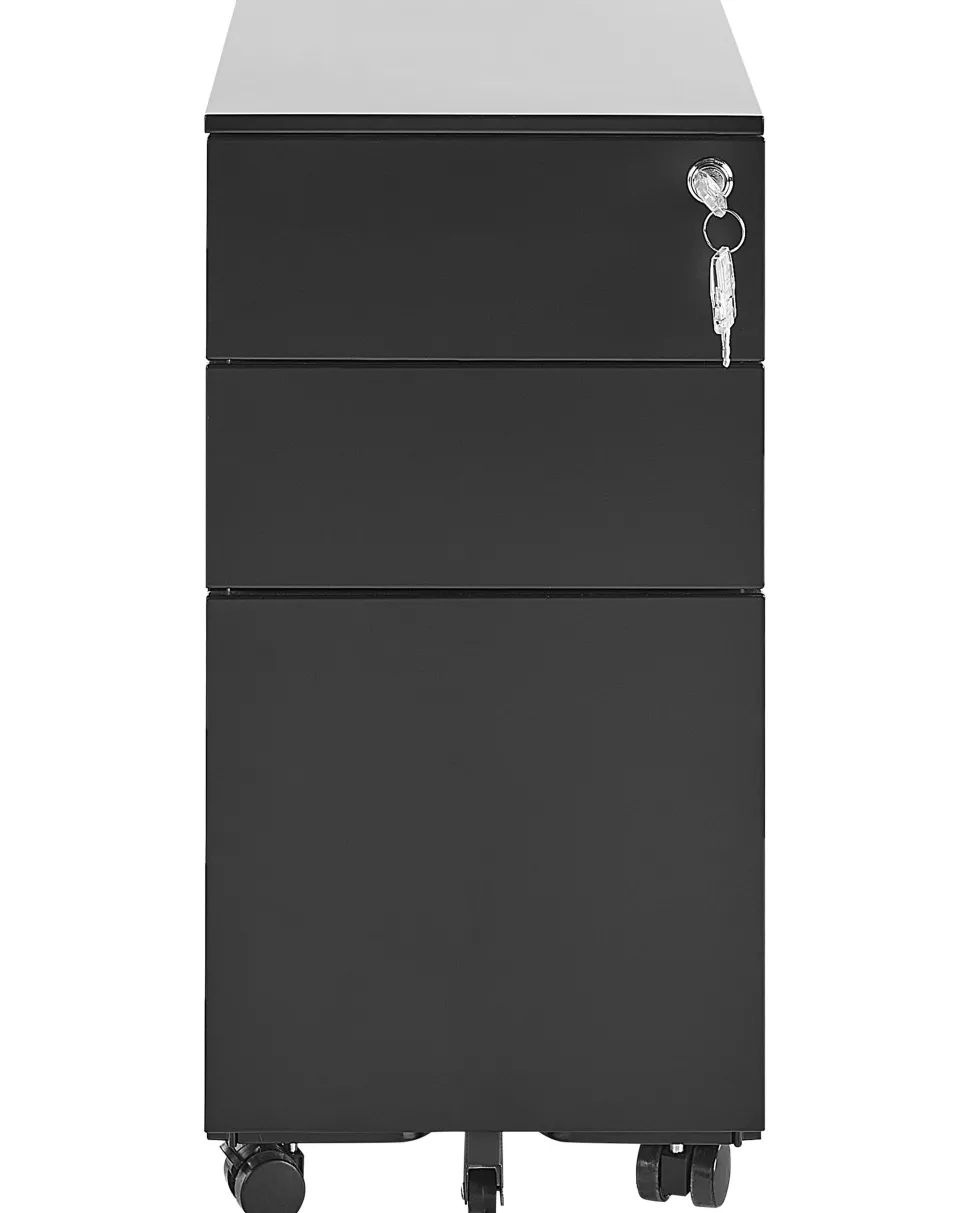 Armario De Metal Preto Com 3 Gavetas Bolsena