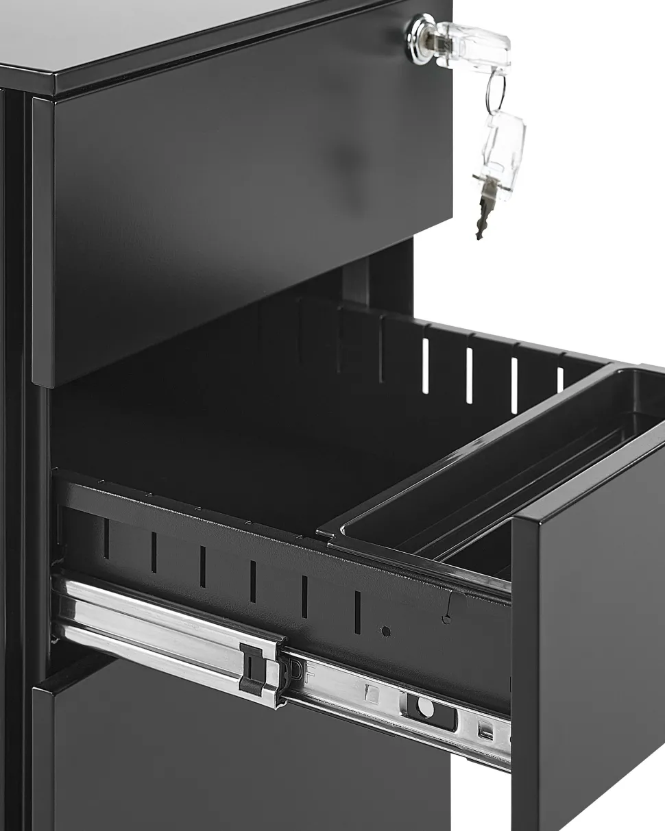 Armario De Metal Preto Com 3 Gavetas Bolsena