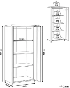 Armario De Metal Preto Com 2 Portas 171 Cm Varna