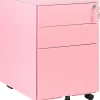 Armario De Metal Rosa Com 3 Gavetas Cami