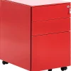 Armario De Metal Vermelho Com 3 Gavetas Cami